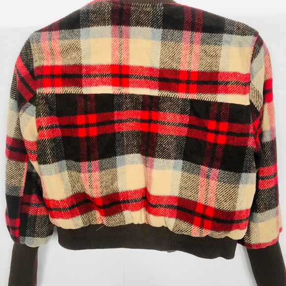 36 point 5 Women’s Cropped Flannel Bomber Jacket - Picture 4 of 6